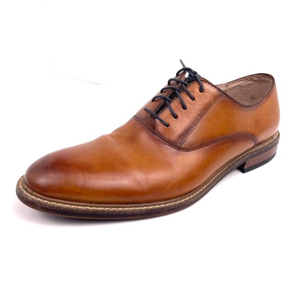Aston Grey Collection Oxford Dress Men’s Tan/Brown Leather Shoes Size 9 - Picture 4 of 13